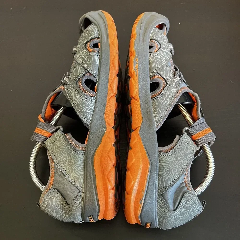 Merrell Boys Hydro‎ Sandals Size 7 W Grey Orange Hike Camp Comfort Water